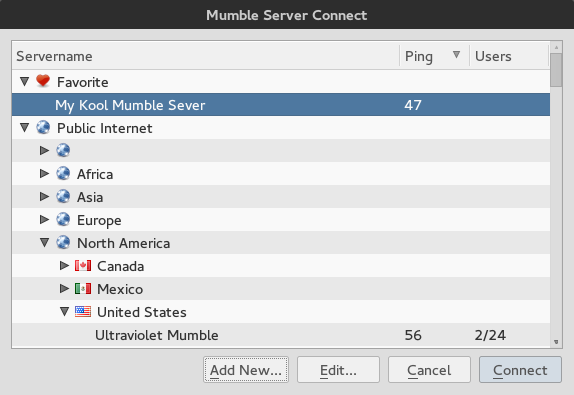 Server List With Favorite.