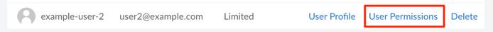 Screenshot of the link to edit a user&rsquo;s permissions.